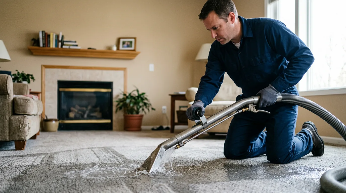 Water damage restoration technician working near Heflin, AL
